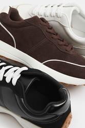 Chocolate Brown Faux Suede Runner Trainers In Extra Wide EEE Fit | Yours Clothing 6