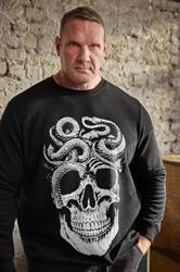 BadRhino Big & Tall Black Skull & Snake Graphic Sweatshirt | BadRhino 3