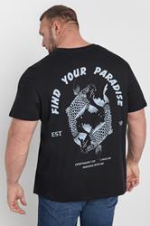 JACK & JONES Big & Tall Black 'Paradise' Printed T-Shirt | BadRhino 2
