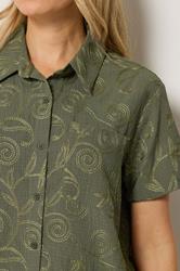 LTS Tall Women's Set Olive Green Floral Embroidered Shirt & Trousers | Long Tall Sally  4