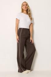LTS Tall Women's Chocolate Brown Piped Wide Leg Trousers | Long Tall Sally 3