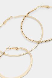 3 PACK Gold Tone Large Hoop Earrings | Yours Clothing 2
