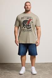 KAM Big & Tall Stone Brown Rock N Roll Print T-Shirt | BadRhino 1