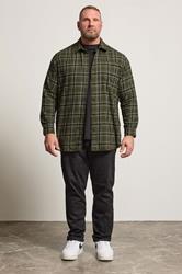 JACK & JONES Big & Tall Green Flannel Checked Shirt | BadRhino 2