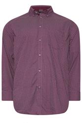 KAM Big & Tall Navy Blue Long Sleeve Gingham Shirt | BadRhino 3