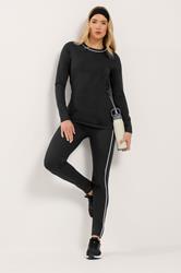 LTS Tall Women's Black Active Piped Long Sleeve Top | Long Tall Sally 2