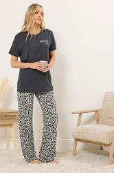 LTS Tall Women's Charcoal Grey 'Weekend Vibes' Slogan Pyjama Set | Long Tall Sally 1