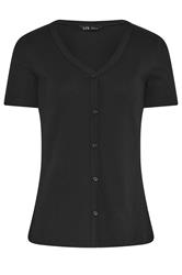 LTS Tall Black Button Ribbed T-Shirt