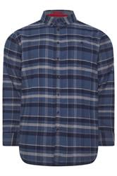 D555 Big & Tall Navy Blue Check Shirt | BadRhino 1