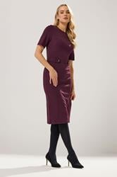 LTS Tall Berry Red Tailored Button Midi Dress | Long Tall Sally 2
