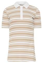 LTS Tall Natural Brown & White Stripe Polo Top