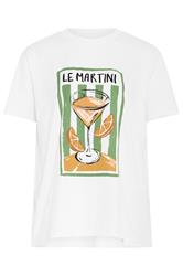 LTS Tall White Martini Graphic Cotton Oversized T-Shirt