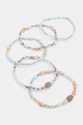 YOURSET 5 PACK Gold Tone Beaded Stretch Bracelet Set | Yours Clothing 3