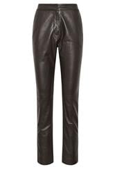 LTS PREMIUM Tall Chocolate Brown Leather Trousers | Long Tall Sally 6