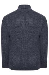 BadRhino Big & Tall Navy Blue Knitted Shawl Cardigan | BadRhino 4
