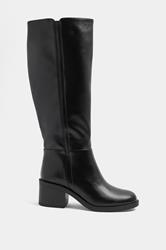 Black Faux Leather Knee High Boots In Extra Wide EEE Fit | Yours Clothing 2