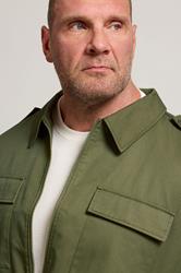 BadRhino Big & Tall Khaki Green Military Zip Through Overshirt | BadRhino 5