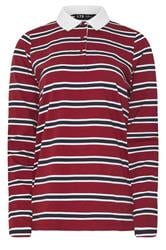 LTS Tall Red & Navy Blue Striped Jersey Polo Top | Long Tall Sally 5