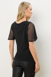 LTS Tall Black Mesh Angel Sleeve Top | Long Tall Sally 3