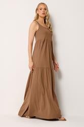 LTS Tall Women's Mocha Brown Tiered Cotton Maxi Dress | Long Tall Sally  2