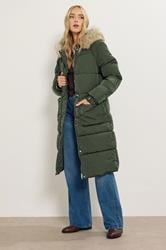 LTS Tall Khaki Green Padded Midi Coat | Long Tall Sally 3