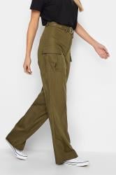 LTS Tall Khaki Green Belted Wide Leg Cargo Trousers