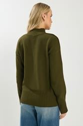 LTS Tall Women's Olive Green High Neck Jumper | Long Tall Sally 3