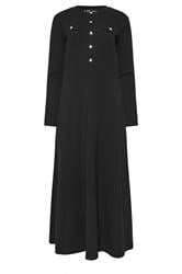 LTS Tall Black Button Detail A-Line Midaxi Dress | Long Tall Sally  2