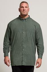 KAM Big & Tall Forest Green Geometric Shirt | BadRhino 1