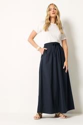LTS Tall Women's Navy Blue Pull On Cotton Maxi Skirt | Long Tall Sally 3