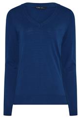 LTS Tall Cobalt Blue Knit V-Neck Jumper