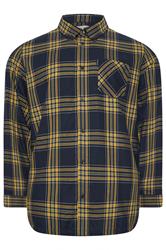 BEN SHERMAN Big & Tall Navy Blue & Yellow Check Shirt | BadRhino 1