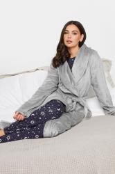 LTS Tall Women's Grey Shawl Collar Maxi Dressing Gown | Long Tall Sally 2