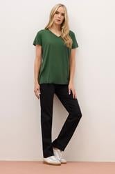 LTS PREMIUM Tall 2 PACK Khaki Green & Stone Brown V-Neck Modal T-Shirts | Long Tall Sally 4
