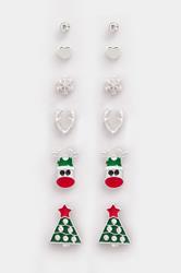 6 PACK Silver Tone Novelty Christmas Earrings Set | Yours Clothing 3