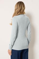 LTS Tall Women's Grey Fine Knit Roll Neck Jumper | Long Tall Sally 2