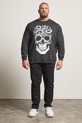BadRhino Big & Tall Ebony Grey Skull & Snake Graphic Sweatshirt | BadRhino 1
