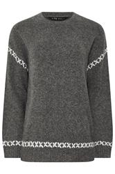 LTS Tall Grey Knitted Cross Stitch Jumper | Long Tall Sally 5