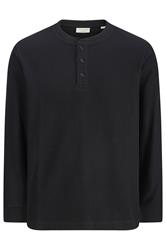 JACK & JONES Big & Tall Black Long Sleeve Henley T-Shirt | BadRhino 3