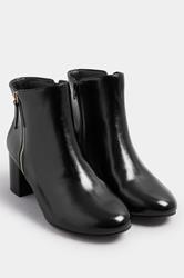 Black Faux Leather Block Heel Ankle Boots In Wide E Fit & Extra Wide EEE Fit | Yours Clothing 2