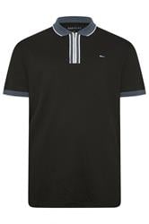 BadRhino Big & Tall Navy Blue Waffle Texture Zip Polo Shirt | BadRhino 6
