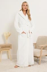 LTS Tall White Super Soft Fleece Maxi Dressing Gown | Long Tall Sally 1