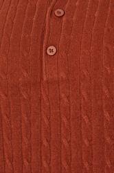 BadRhino Big & Tall Henna Red Cable Knit Polo Shirt | BadRhino 3