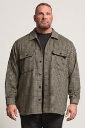 JACK & JONES Big & Tall Black Check Long Sleeve Overshirt | BadRhino 1