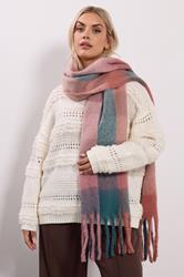 Pink Checked Soft Touch Scarf | Yours Clothing 1