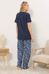 LTS Tall Women's Navy Blue 'Coastal Calm' Slogan Pyjama Set | Long Tall Sally 3