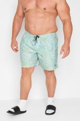 JACK & JONES Big & Tall Blue Paisley Swim Shorts | BadRhino 1