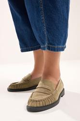 Natural Brown Ruched Loafer In Extra Wide EEE Fit | Yours Clothing 1