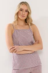 LTS Tall Women's Burgundy Red Gingham Cotton Vest Top | Long Tall Sally 3
