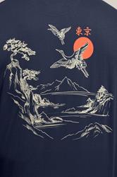 BadRhino Big & Tall Navy Blue Japanese Landscape Graphic T-Shirt | BadRhino 5